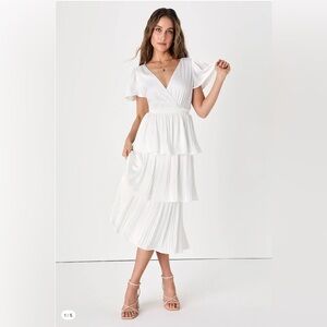 Lulu's White Tiered Wedding Dress